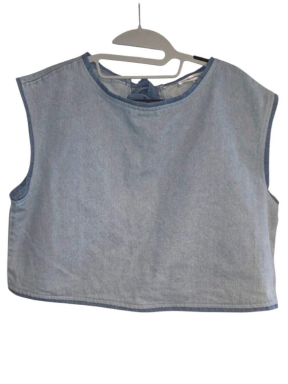 lalavon Lightweight Denim Crop Top Festival Shirt Hippie Grunge Gorpcore Blue